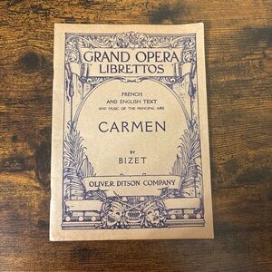 Grand Opera Librettos - Carmen by Bizet Vintage